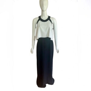 Parker Women Halter Neck Sleeveless Maxi Dress Black White Size 6 Bridesmaid